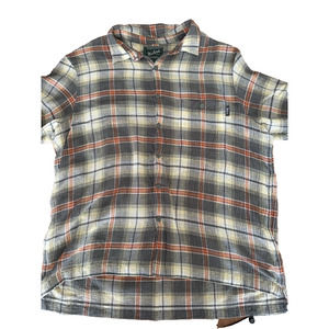 Woolrich Shirt Men Hommes XL Short Sleeve Button Front Hiking Camping Plaid